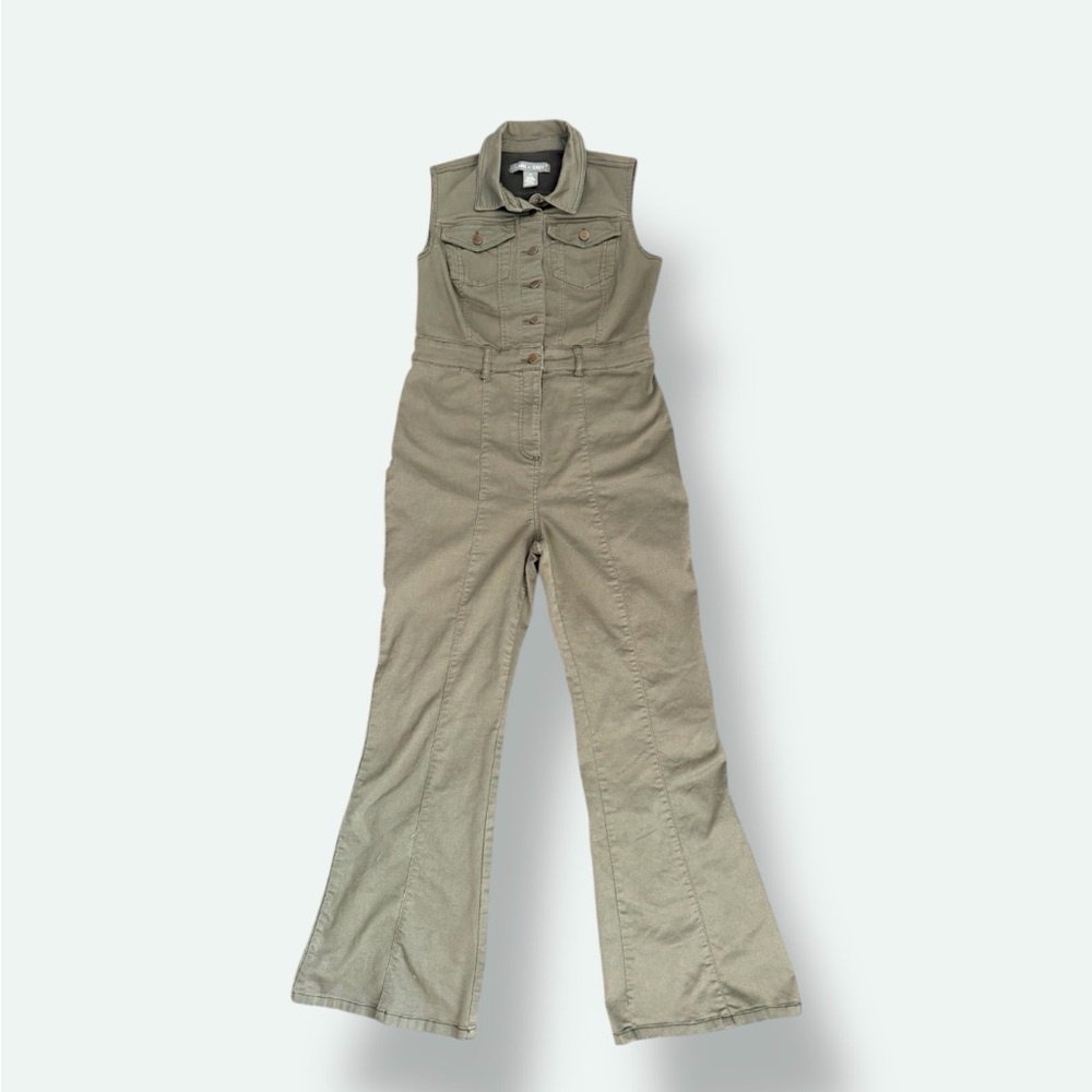 Sleeveless Utility Jumpsuit in Olive Green - Picture 3 of 6